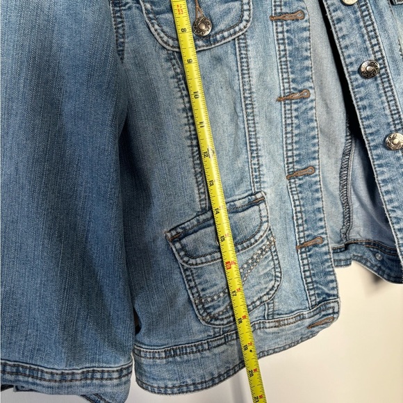 Christopher & Banks Cropped Denim Jacket 90s Retro Casual Blue Size S - Picture 4 of 6